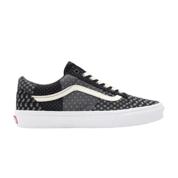 Vans WMNS Old Skool Tie Print Patch Work Black / True White Sneakers - Picture 2 of 16